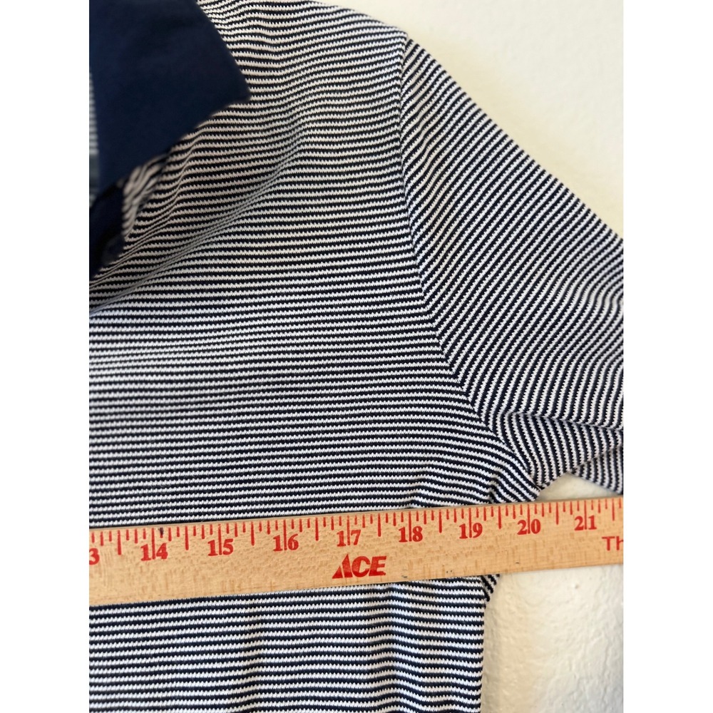 Madewell Nautical Coastal Navy White Striped Short Sleeve Polo Shirt Small NWT - Picture 6 of 7